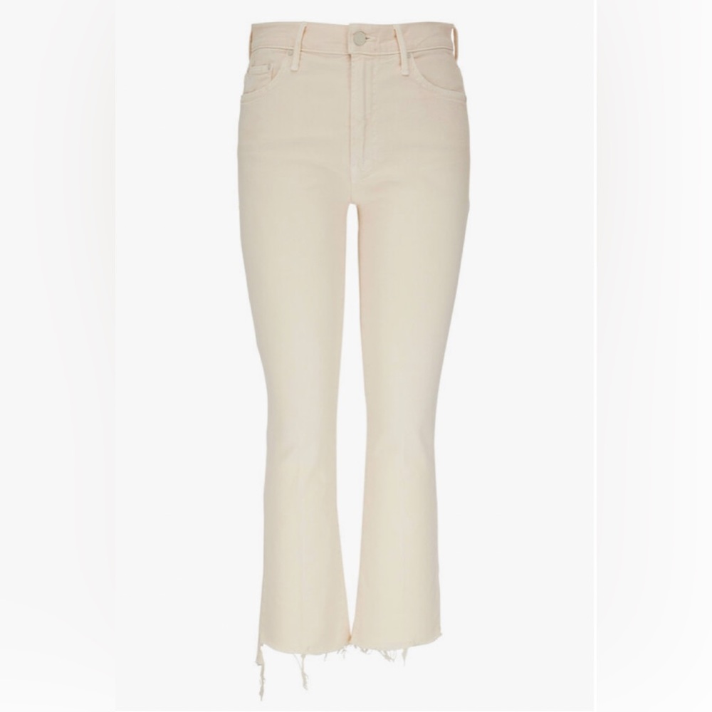 Mother the Insider Crop Step Fray Jeans, Chalk it Up - Size 24